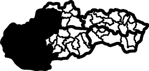 Mapa Slovenska – Bratislavský, Nitriansky, Trnavský, Trenčiansky a Žilinský kraj